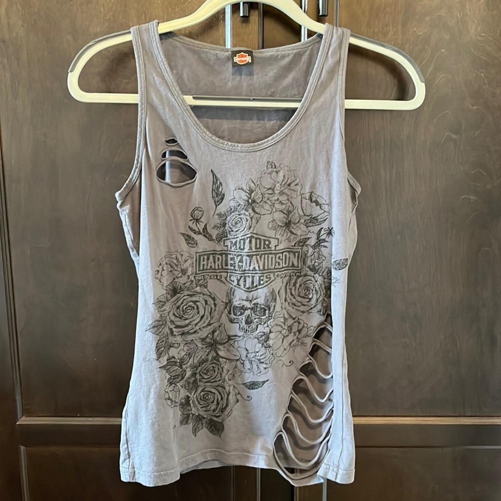 Distressed Las Vegas Harley-Davidson Tank Top with Glitter Detail